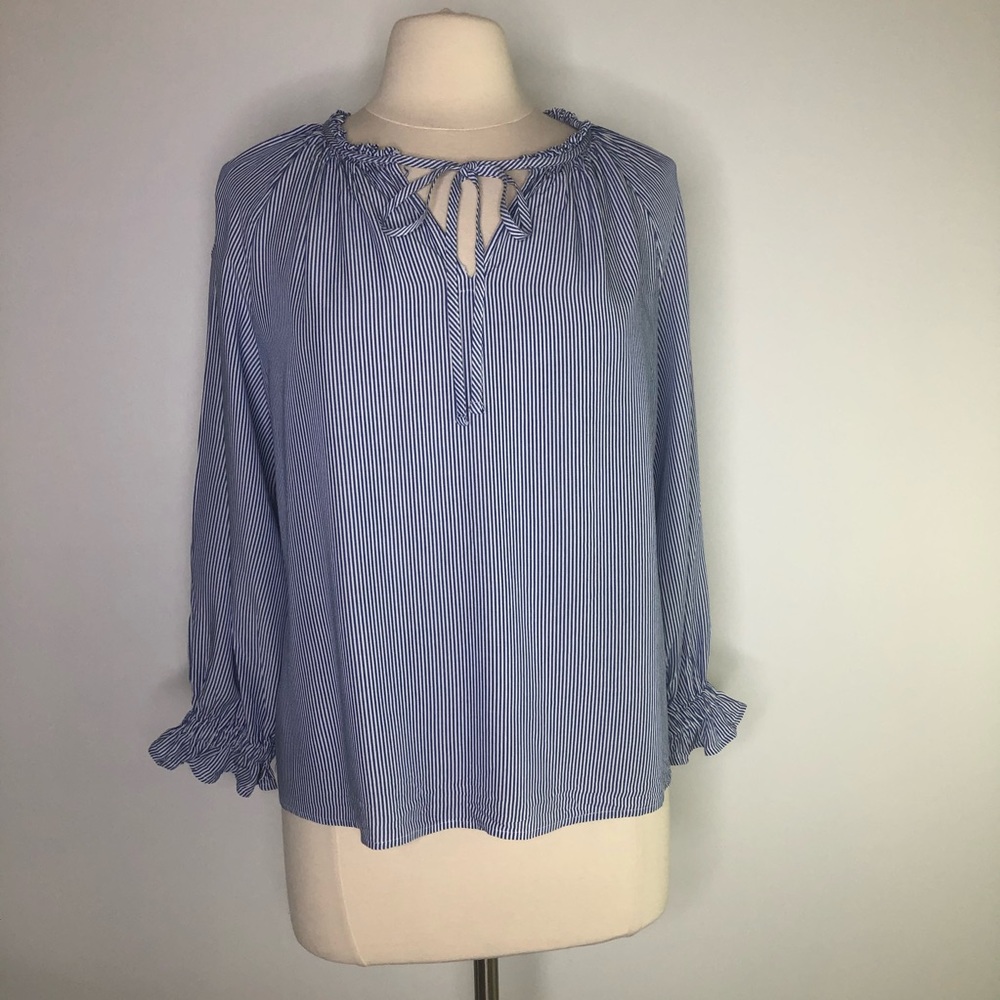 Loft blue & white pin striped tunic top